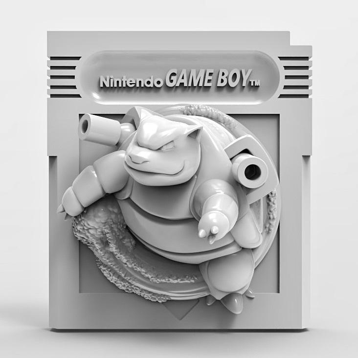 Blastoise Blue - 3D Printed Pokemon Game Boy Cartridge Wall Hanger | Fan Art | Pokemon TCG | Resin Model | ABC3D Models