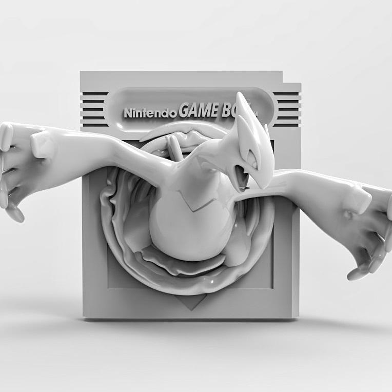 Lugia Silver - 3D Printed Pokemon Game Boy Cartridge Wall Hanger | Fan Art | Pokemon TCG | Resin Model | ABC3D Models