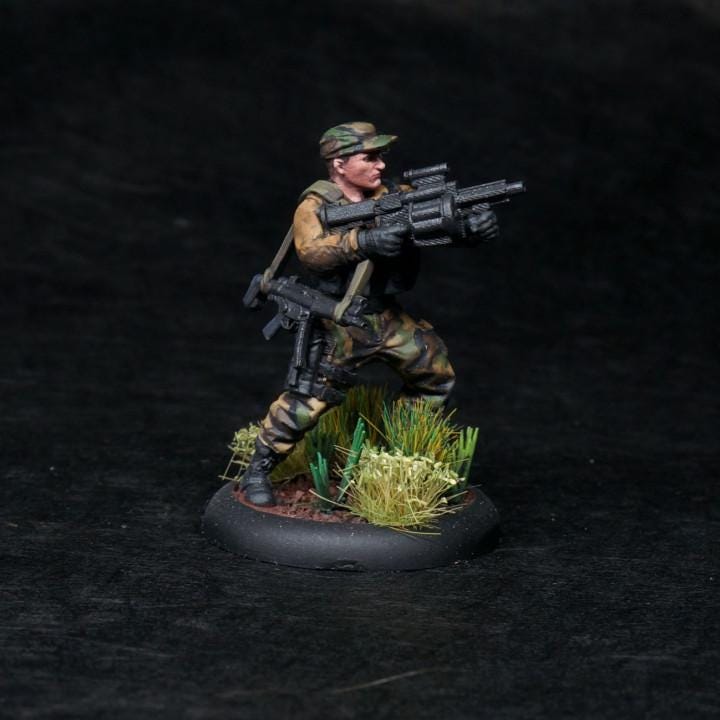 Human Colonial Anti Hunter Pacho Magalona | Skull Hunters | PAPSIKELS | 3D Printed Miniature |  32mm Miniatures