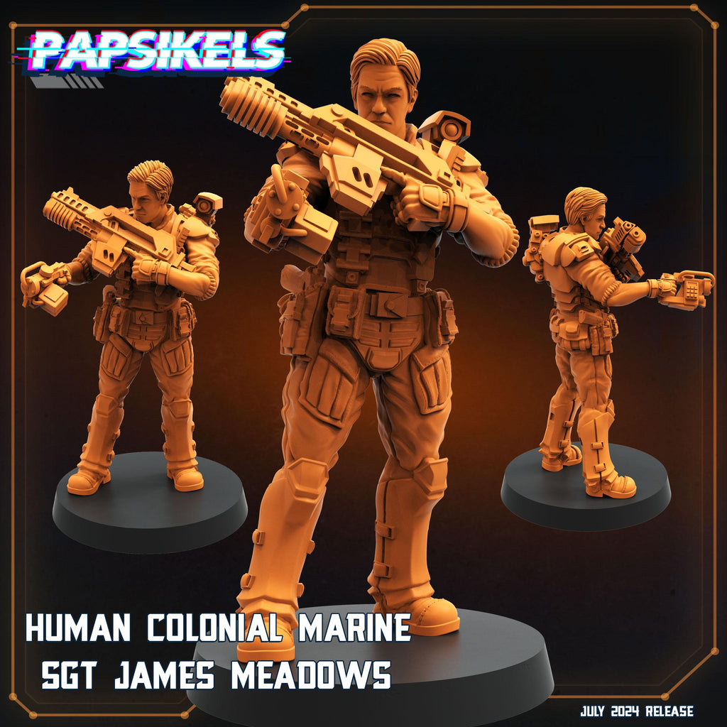 Aliens Vs Humans Resurgence, Human Colonial Marine Sgt James Meadows, Papsikels, 32mm Mini