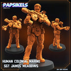 Aliens Vs Humans Resurgence, Human Colonial Marine Sgt James Meadows, Papsikels, 32mm Mini