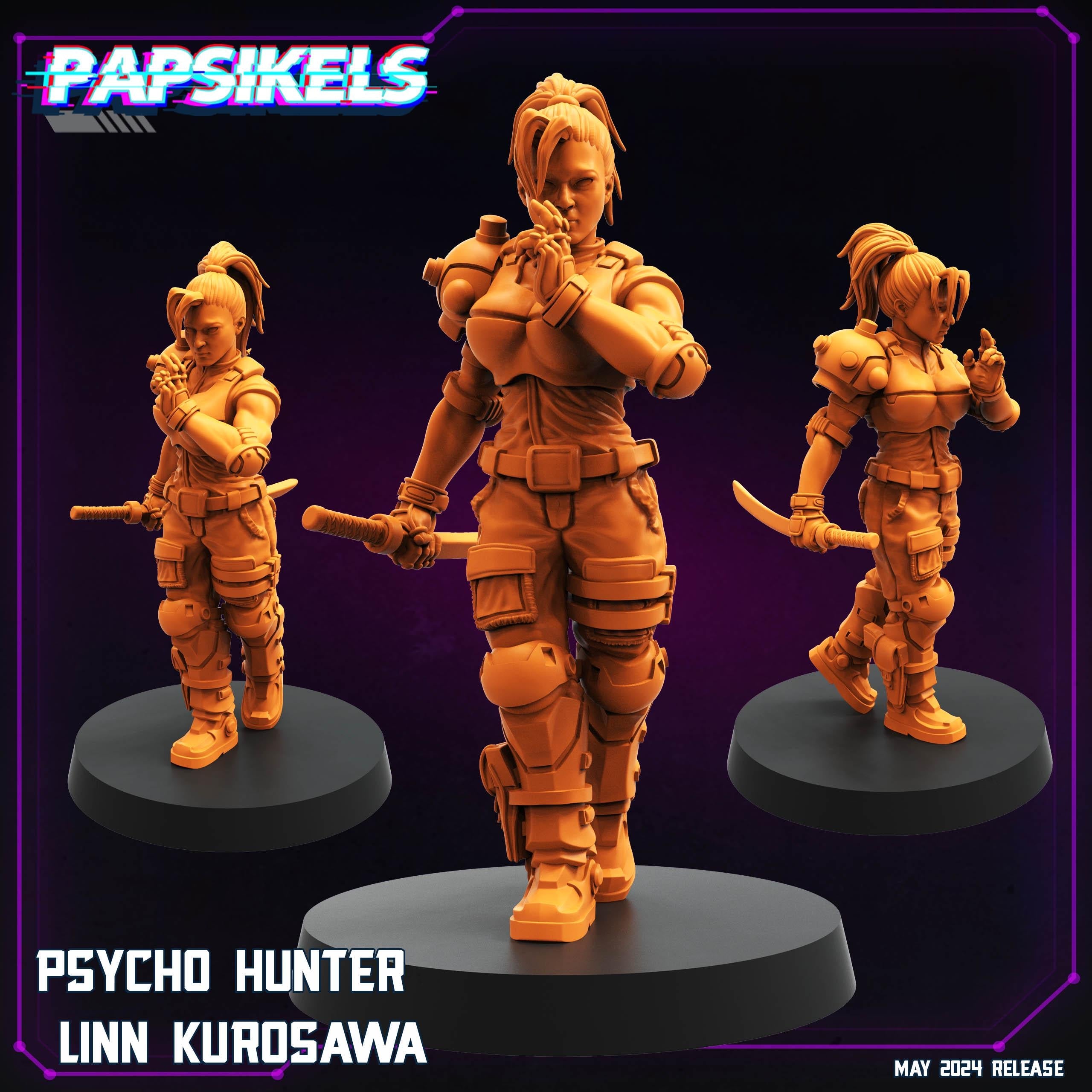 Psycho Hunter - Linn Kurosawa, Papsikels, Resin Miniature - Tabletop miniature - Fantasy Miniature - 32mm