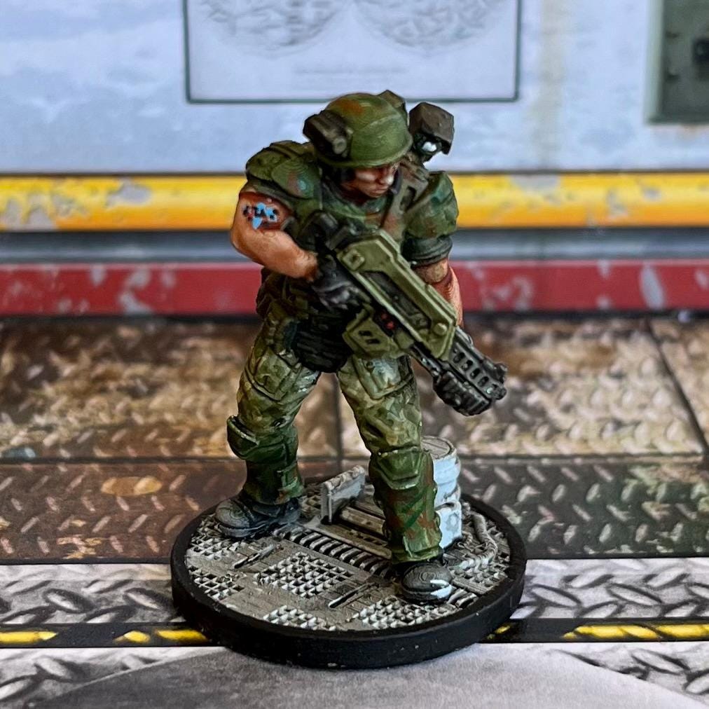 Human Colonian Marine Pvt James Moregan, Papsikels, 32mm Mini