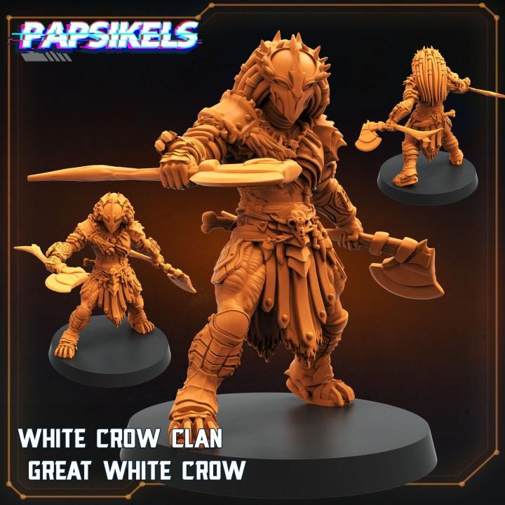 Skull Hunters - White Crow Clan Great Crow  | Papsikels, Resin Miniature - Tabletop  Miniature - 32mm