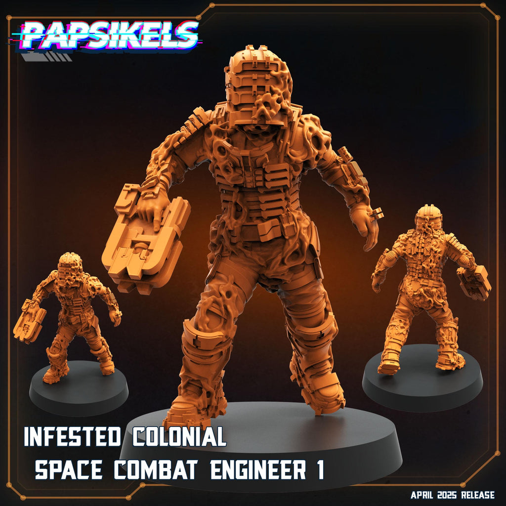 Aliens Vs Humans - Star Conflict -  Infested Colonial Space Combat Engineer Set 1 - Isaac Dead Space, Papsikels, 32mm Mini - For TTRPG