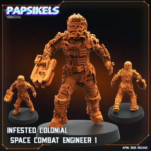 Aliens Vs Humans - Star Conflict -  Infested Colonial Space Combat Engineer Set 1 - Isaac Dead Space, Papsikels, 32mm Mini - For TTRPG