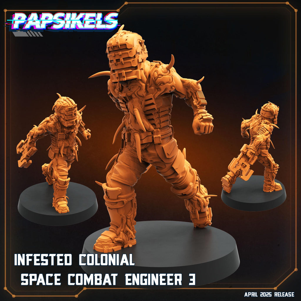 Aliens Vs Humans - Star Conflict -  Infested Colonial Space Combat Engineer Set 1 - Isaac Dead Space, Papsikels, 32mm Mini - For TTRPG