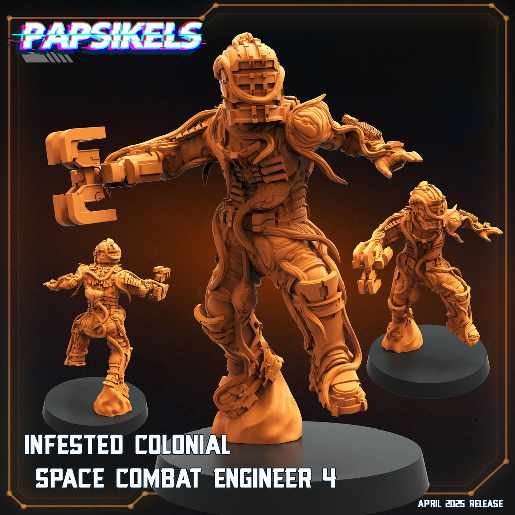 Aliens Vs Humans - Star Conflict -  Infested Colonial Space Combat Engineer Set 1 - Isaac Dead Space, Papsikels, 32mm Mini - For TTRPG