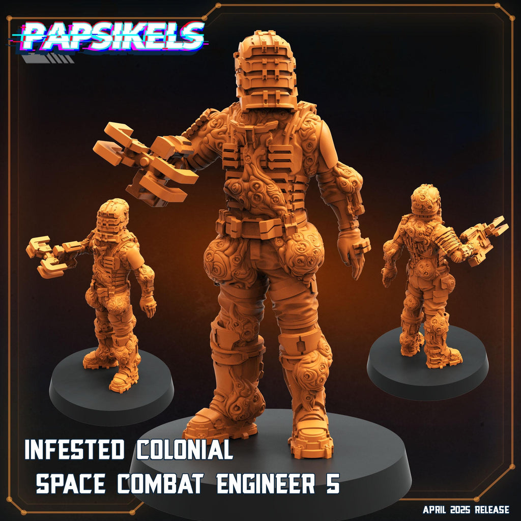 Aliens Vs Humans - Star Conflict -  Infested Colonial Space Combat Engineer Set 1 - Isaac Dead Space, Papsikels, 32mm Mini - For TTRPG