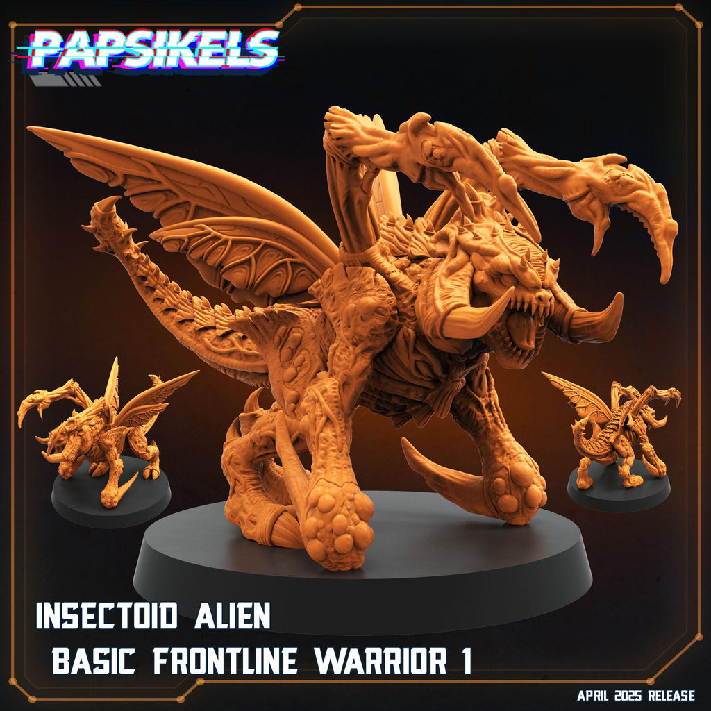 Aliens Vs Humans - Star Conflict - Insectoid Alien Basic Frontline Warrior - Starcraft, Papsikels, 32mm Mini for TTRPG Gaming, Alien RPG