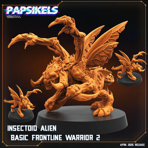 Aliens Vs Humans - Star Conflict - Insectoid Alien Basic Frontline Warrior - Starcraft, Papsikels, 32mm Mini for TTRPG Gaming, Alien RPG