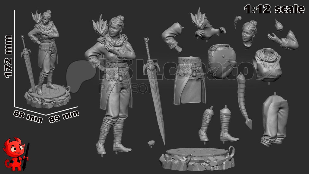 Zoe from Split Fiction (fan art) | Full Model or Bust | Miniature scale 1:12 | h3LL Creator | DIY Model Kit