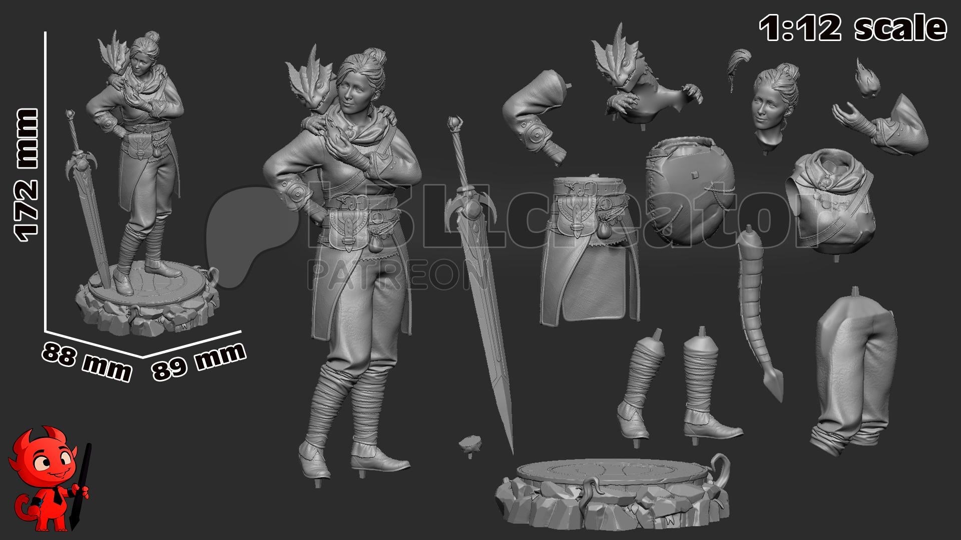 Zoe from Split Fiction (fan art) | Full Model or Bust | Miniature scale 1:12 | h3LL Creator | DIY Model Kit