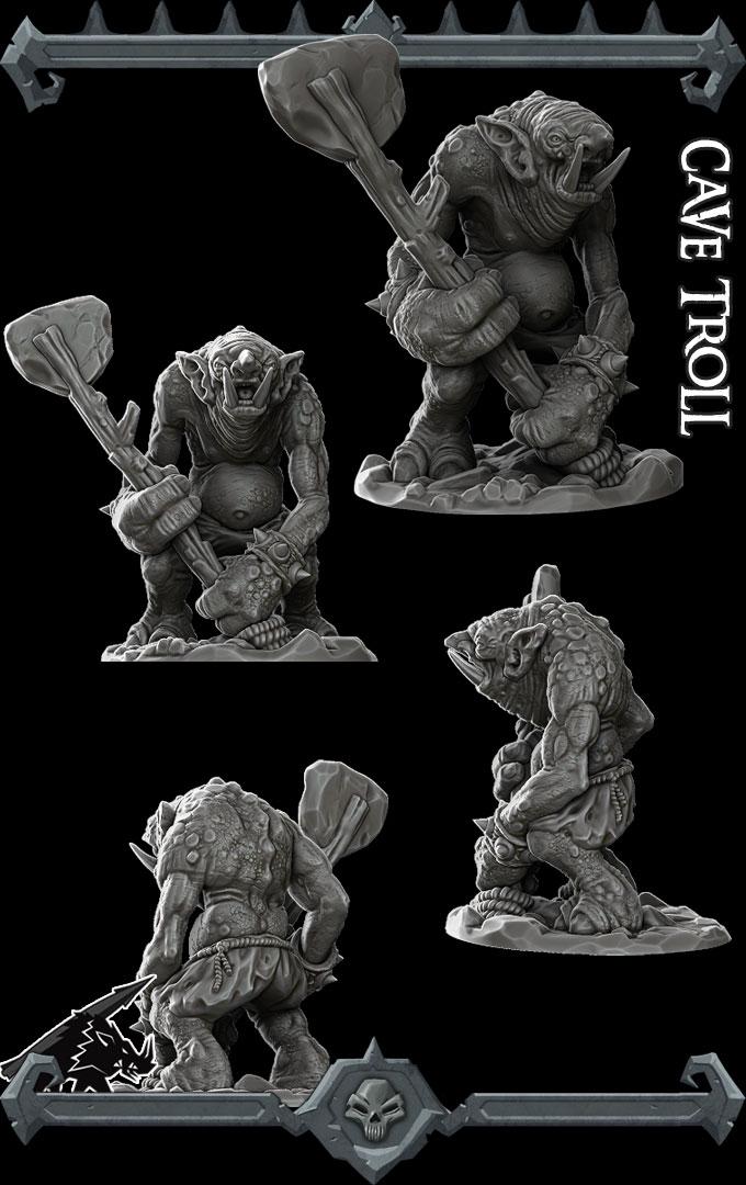 Cave Troll | Trolls and Giants Collection | Rocket Pig Games | Miniatures for tabletop games. 28mm to 32mm Resin for RPG, D&D, TTRPG