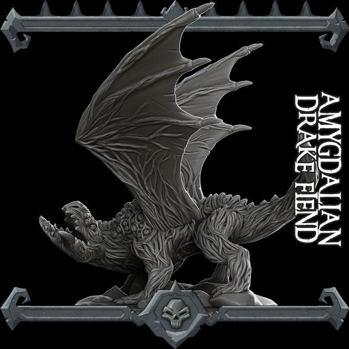Amygdalian Drake Fiend | Aberrations Collection | Rocket Pig Games | Miniatures for tabletop games. 28mm to 32mm Resin for RPG, D&D, TTRPG