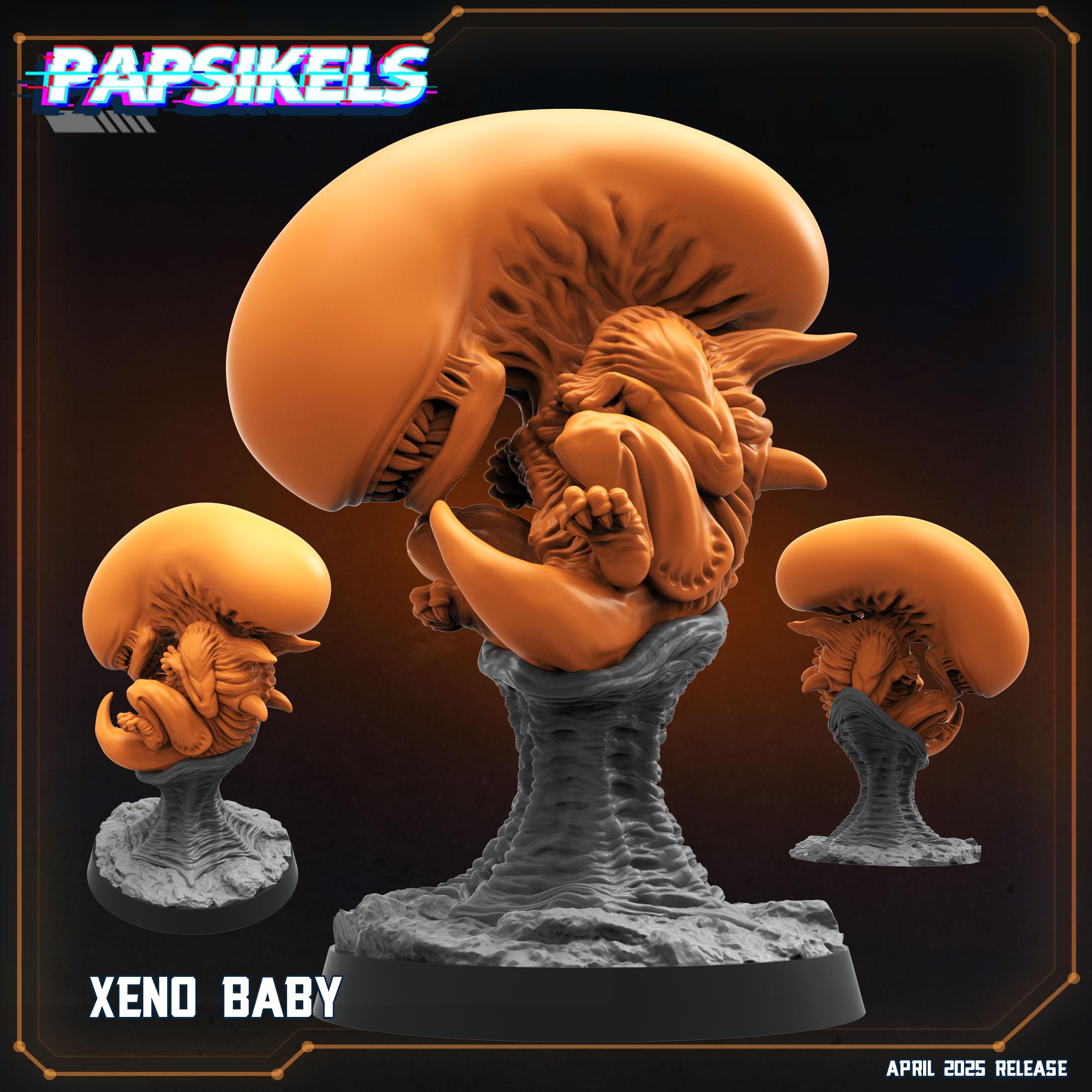 Xeno Baby, Xenomorph, Papsikels, 3D Printed Resin Model for Tabletop