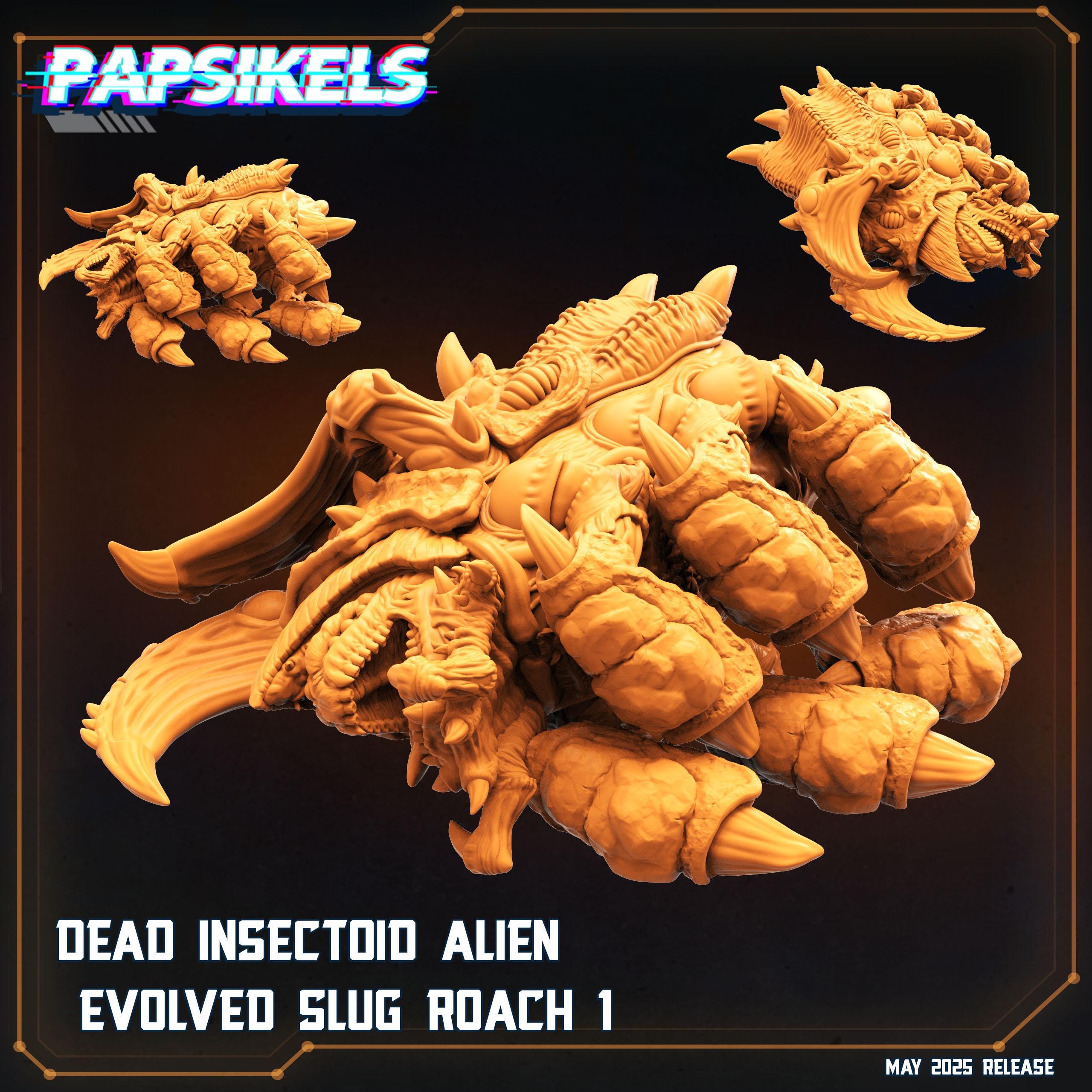 Aliens Vs Humans - Reconnaissance | Dead Insectoid Alien Evolved Slug Roach - Starcraft, Papsikels, 32mm Mini - TTRPG Gaming, Alien RPG