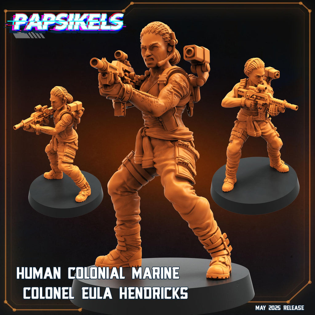 Aliens Vs Humans - Reconnaissance I Human Colonial Marine Colonel Eula Hendricks - Papsikels, 32mm Mini for TTRPG Gaming, Alien RPG