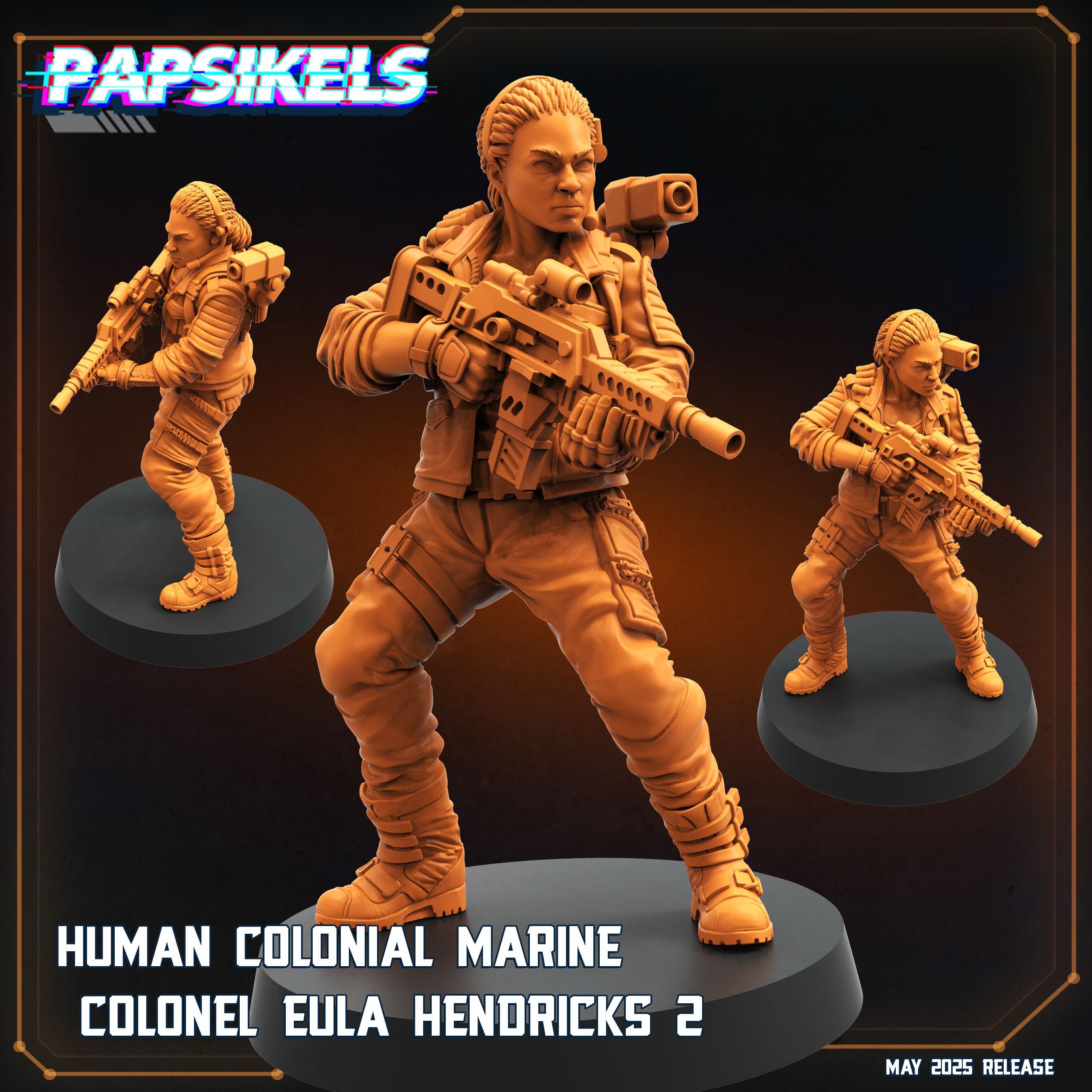 Aliens Vs Humans - Reconnaissance I Human Colonial Marine Colonel Eula Hendricks - Papsikels, 32mm Mini for TTRPG Gaming, Alien RPG