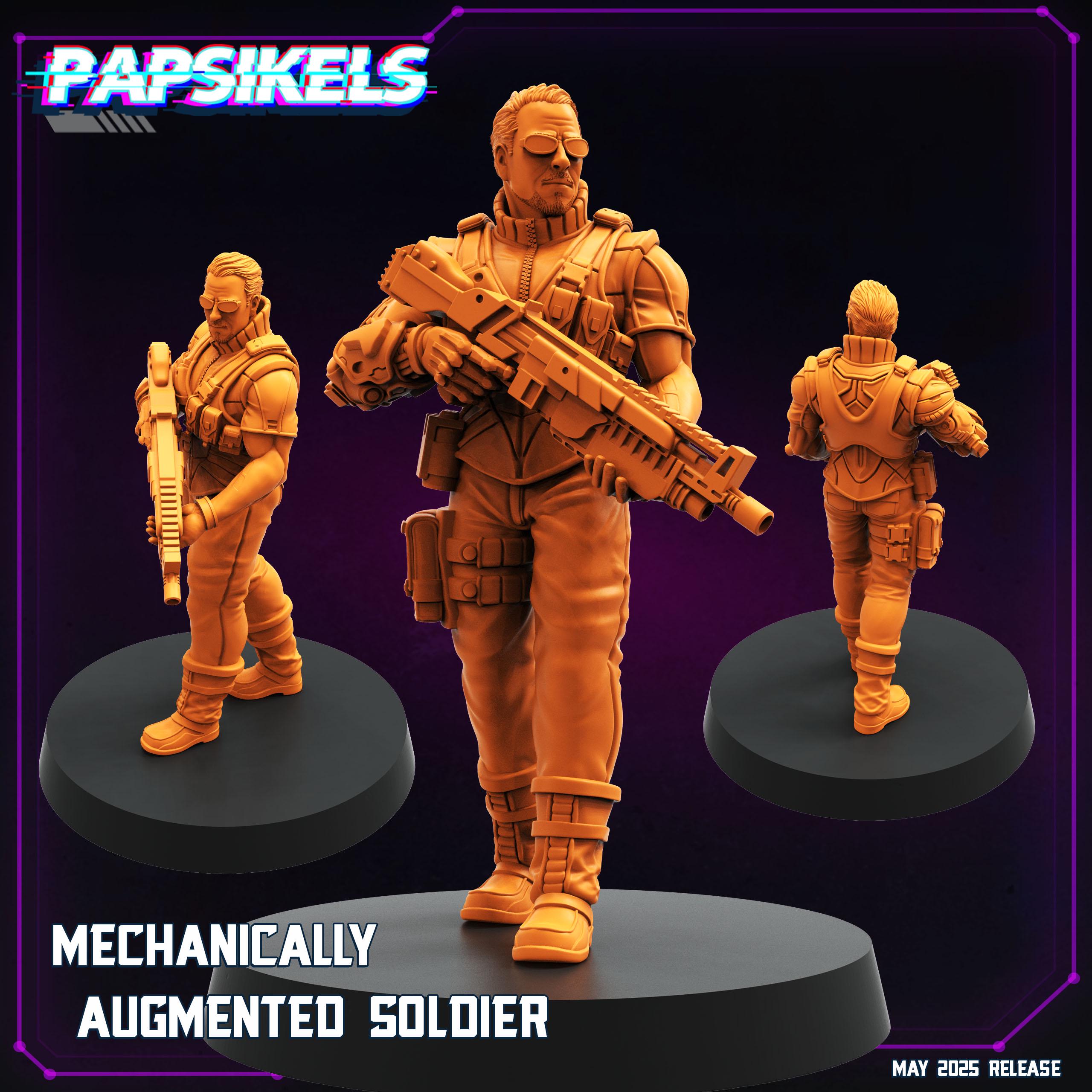 Cyberpunk,  Mechanically Augmented Soldiers, Cyberpunk, Papsikels, 32mmMini