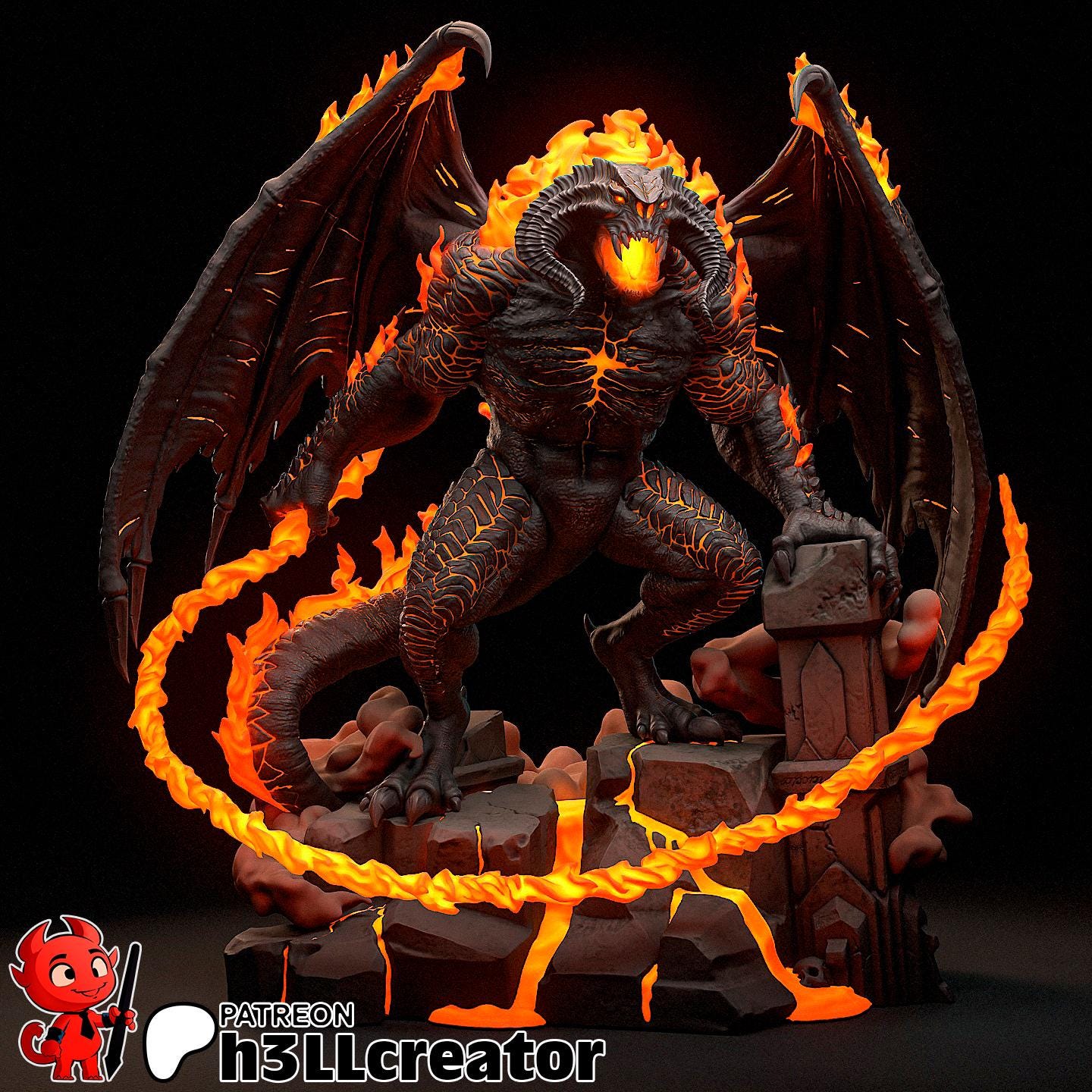 Balrog from The Lord of the Rings (fan art) | Full Model or Bust | Miniature scale 1:12 | h3LL Creator | DIY Model Kit