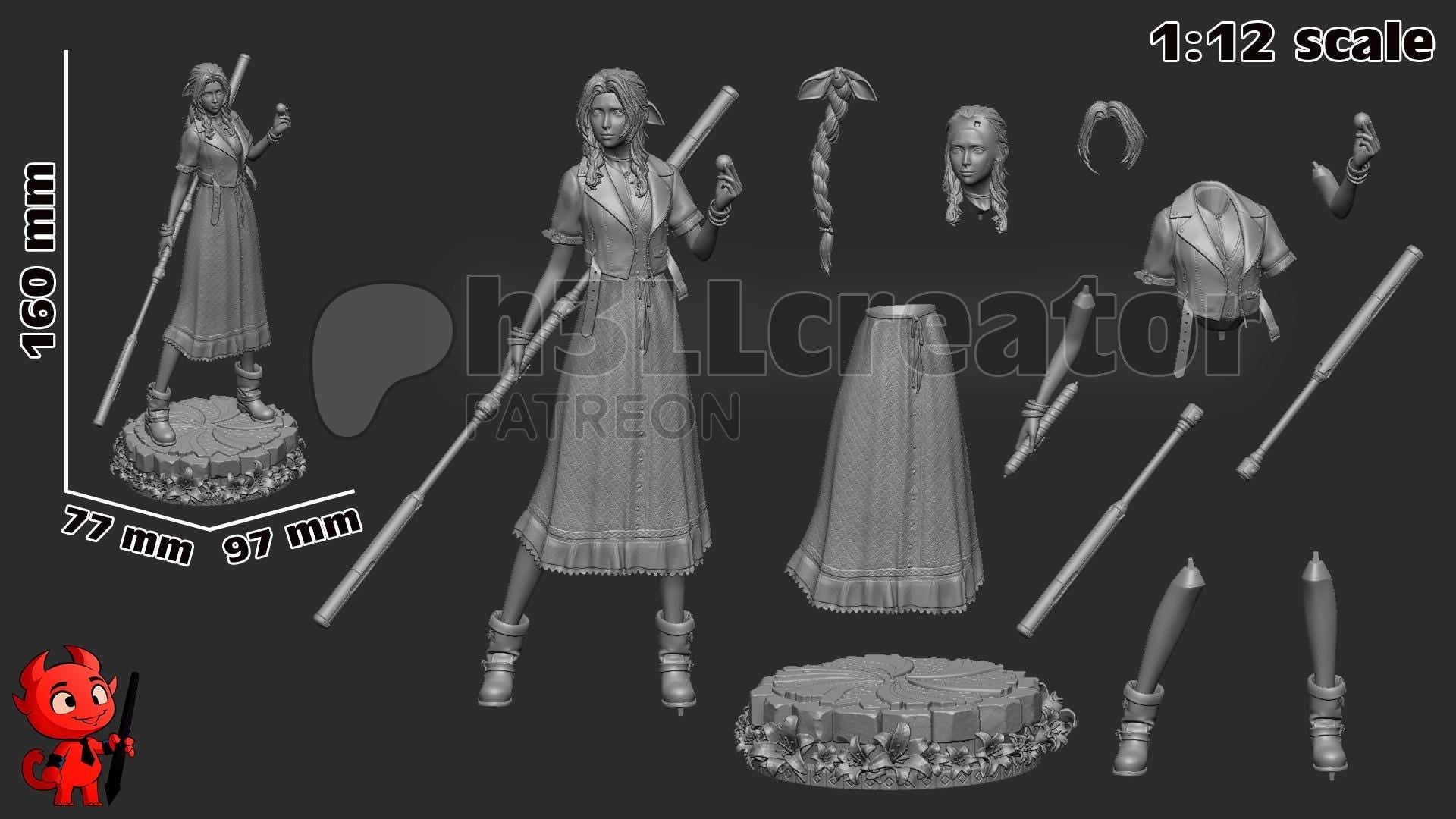 Aerith Final Fantasy VII Miniature: 160mm Resin DIY Model Kit