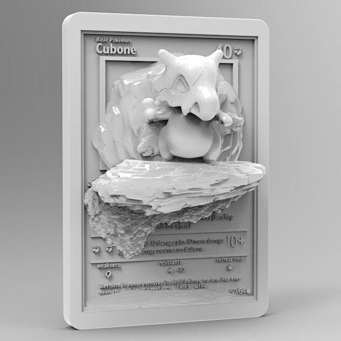 Cubone - 3D Printed Pokemon Card Wall Hanger | Fan Art | Pokemon TCG | Resin Model | ABC3D Models