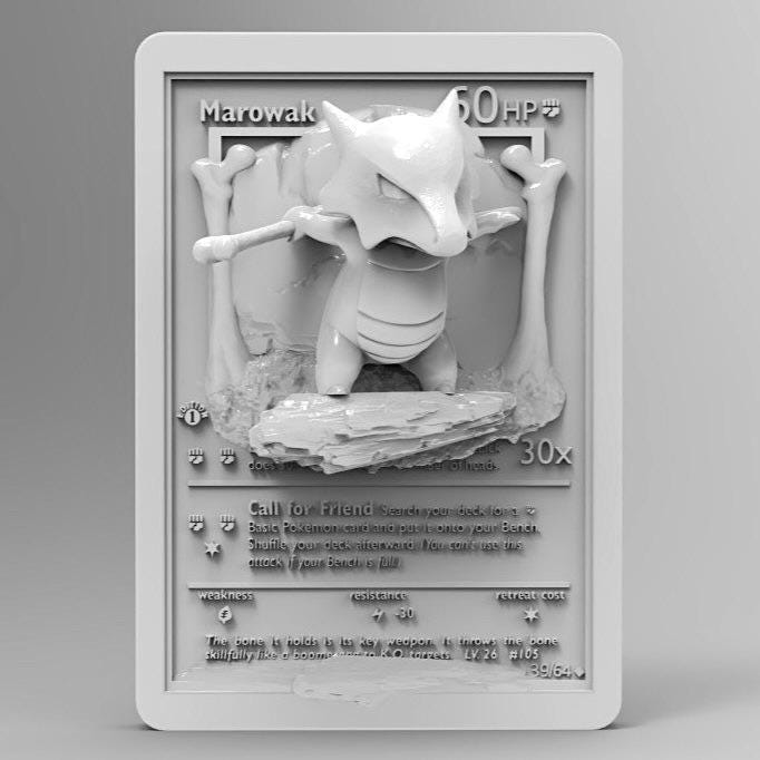 Marowak - 3D Printed Pokemon Card Wall Hanger | Fan Art | Pokemon TCG | Resin Model | ABC3D Models