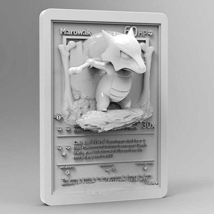 Marowak - 3D Printed Pokemon Card Wall Hanger | Fan Art | Pokemon TCG | Resin Model | ABC3D Models