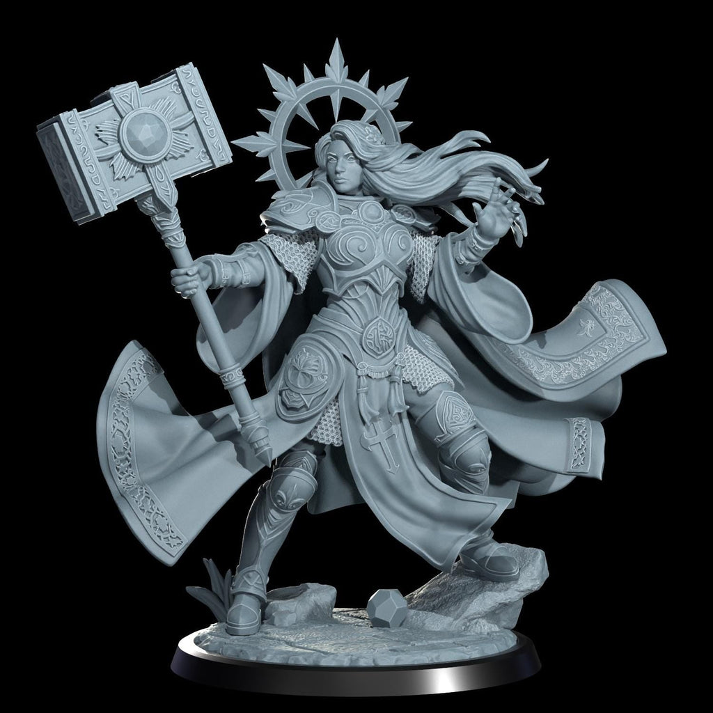 Lyriana Dawnbringer Aasimar Cleric Miniature: Cosmondo RPG Resin Figure