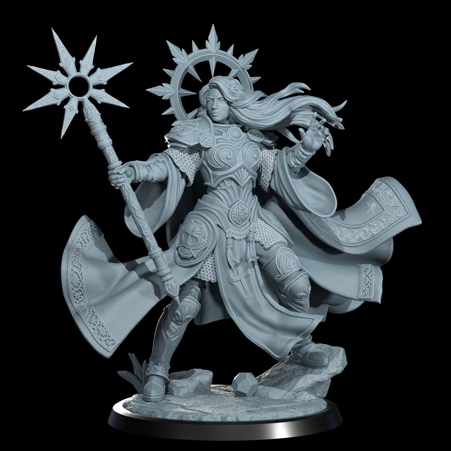 Lyriana Dawnbringer Aasimar Cleric Miniature: Cosmondo RPG Resin Figure