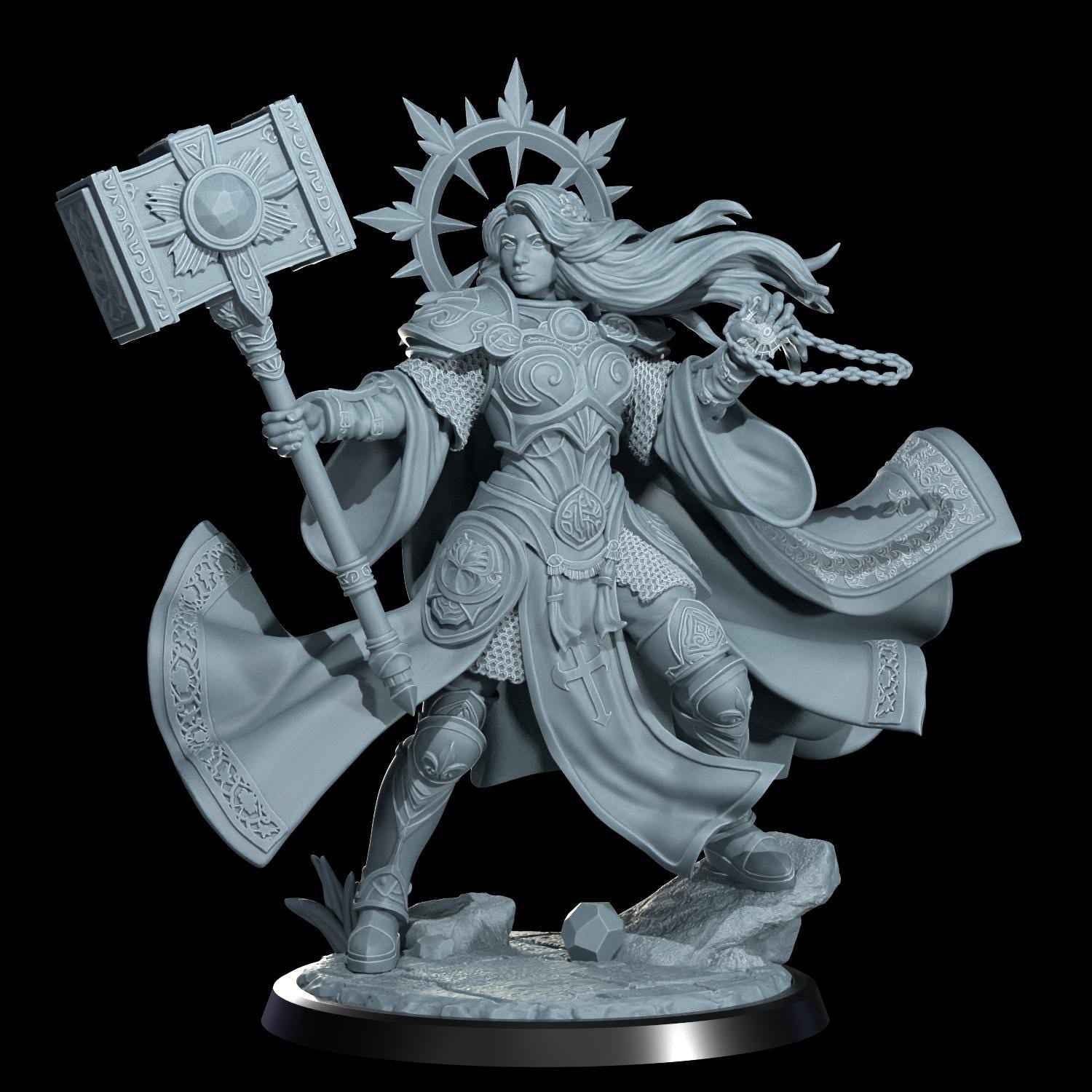 Lyriana Dawnbringer Aasimar Cleric Miniature: Cosmondo RPG Resin Figure