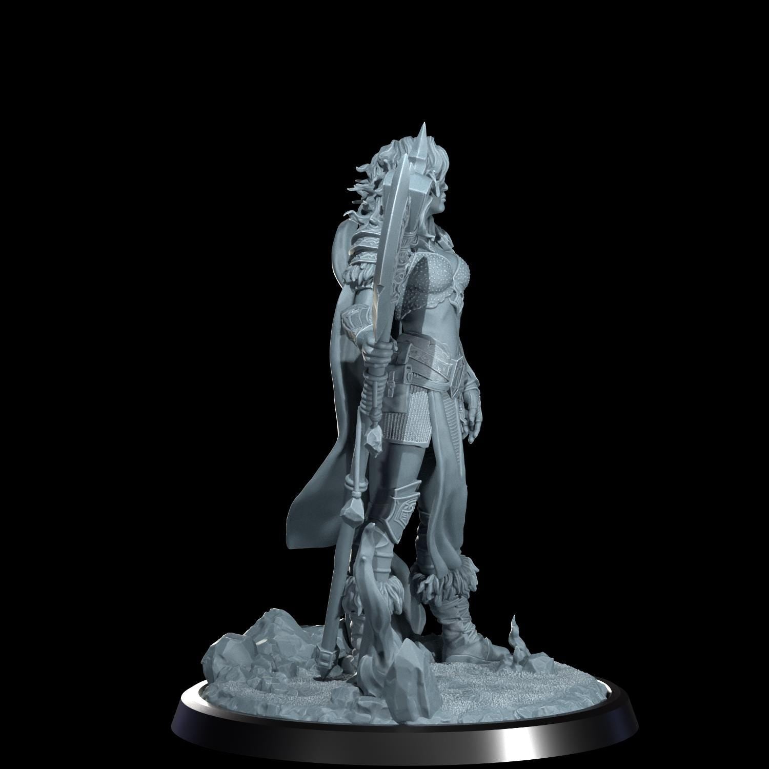 Ignara Flameborn Fire Genasi Barbarian Miniature: Cosmondo RPG, D&D Resin Model