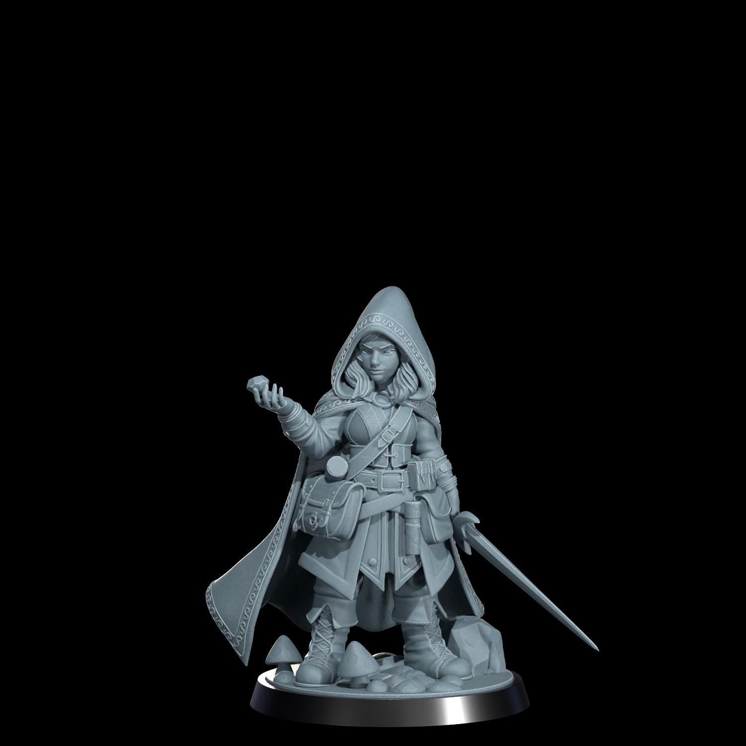 Ryn the Ghostwalker: Halfling Rogue Miniature - Cosmondo RPG Resin Model