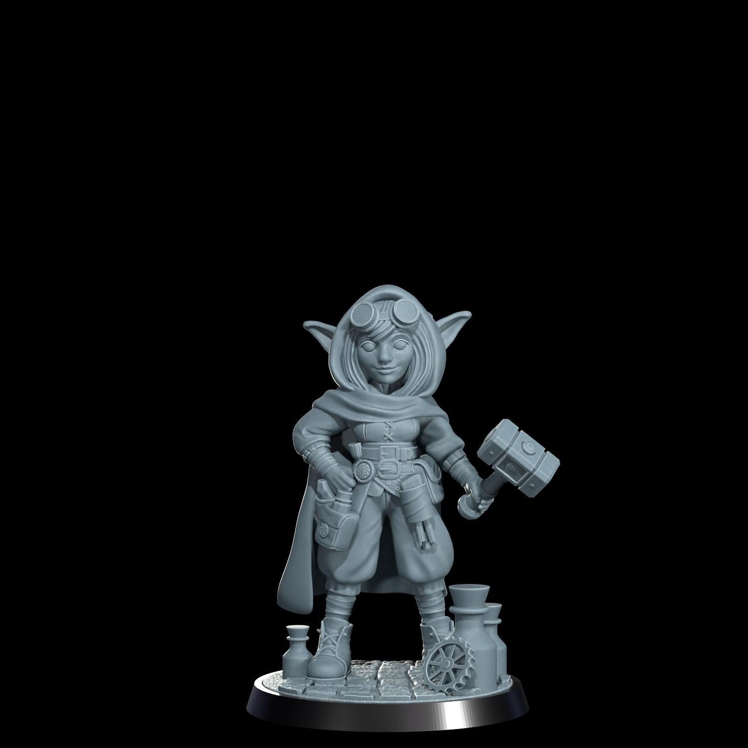 Nimbleton Cogspinner: Gnome Artificer Miniature - Cosmondo 12k Resin RPG (DIY Kit)