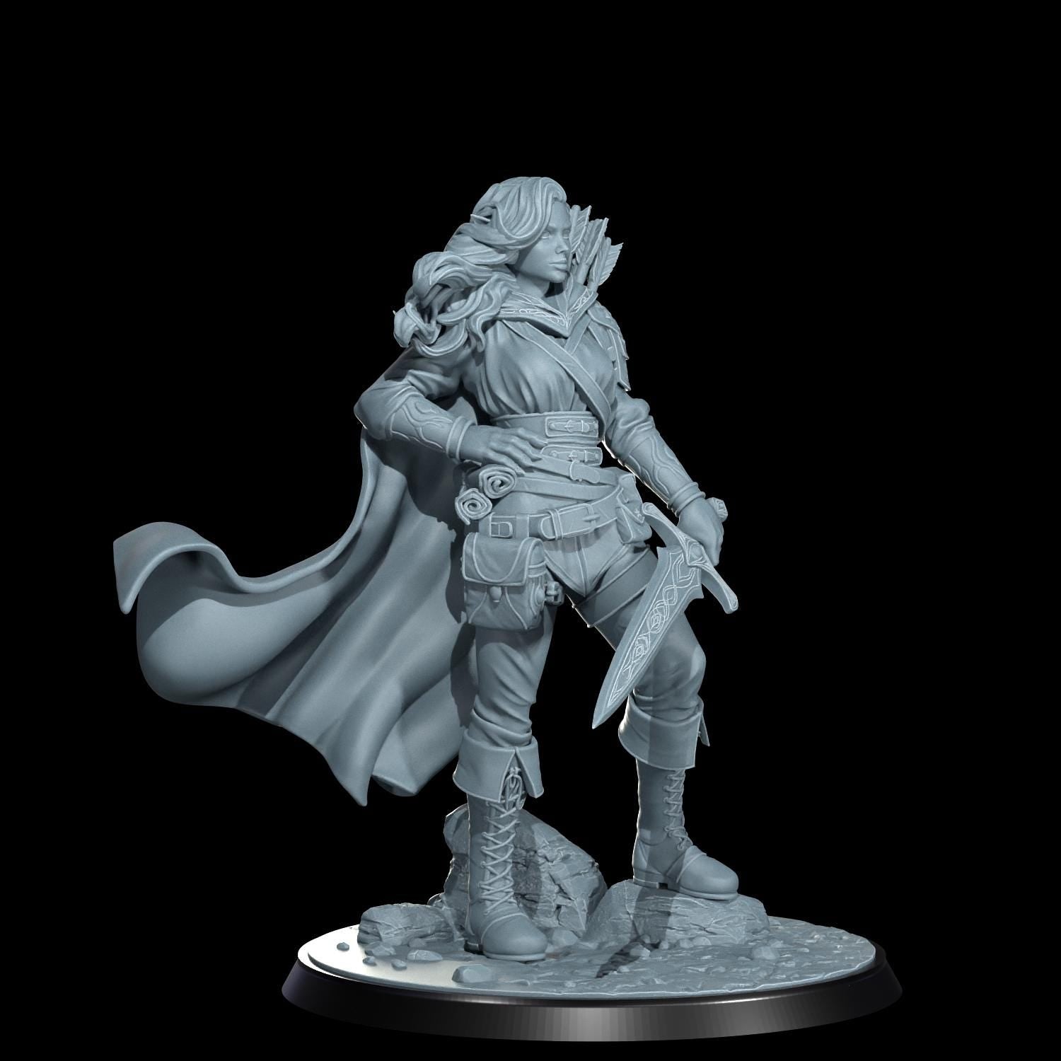 Arannis Windwhisper Elven Ranger Miniature: D&D, TTRPG, Cosmondo Resin (28mm, 32mm, 75mm)