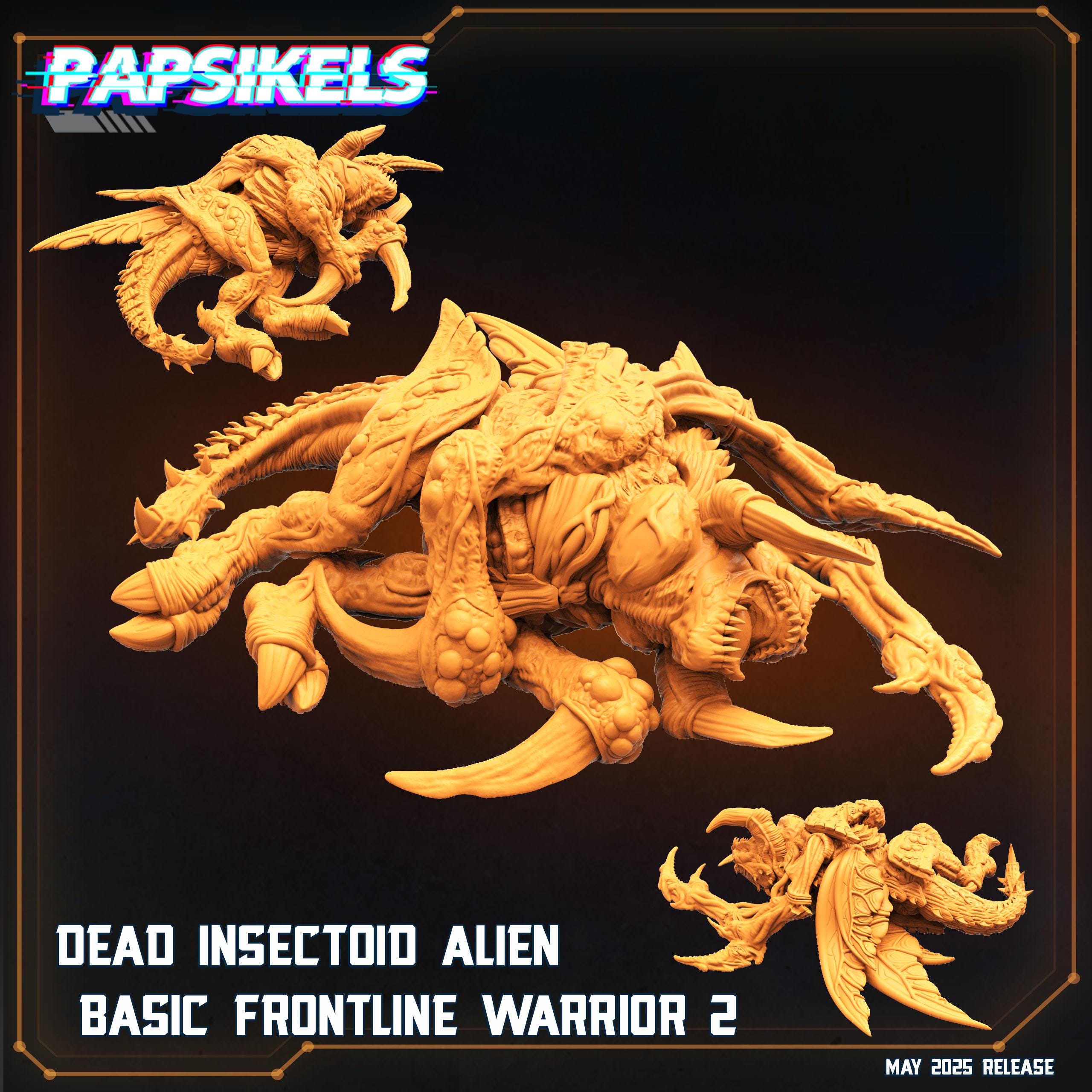 Aliens Vs Humans - Reconnaissance | Dead Insectoid Alien Basic Frontline Warrior - Starcraft, Papsikels, 32mm Mini - TTRPG Gaming, Alien RPG
