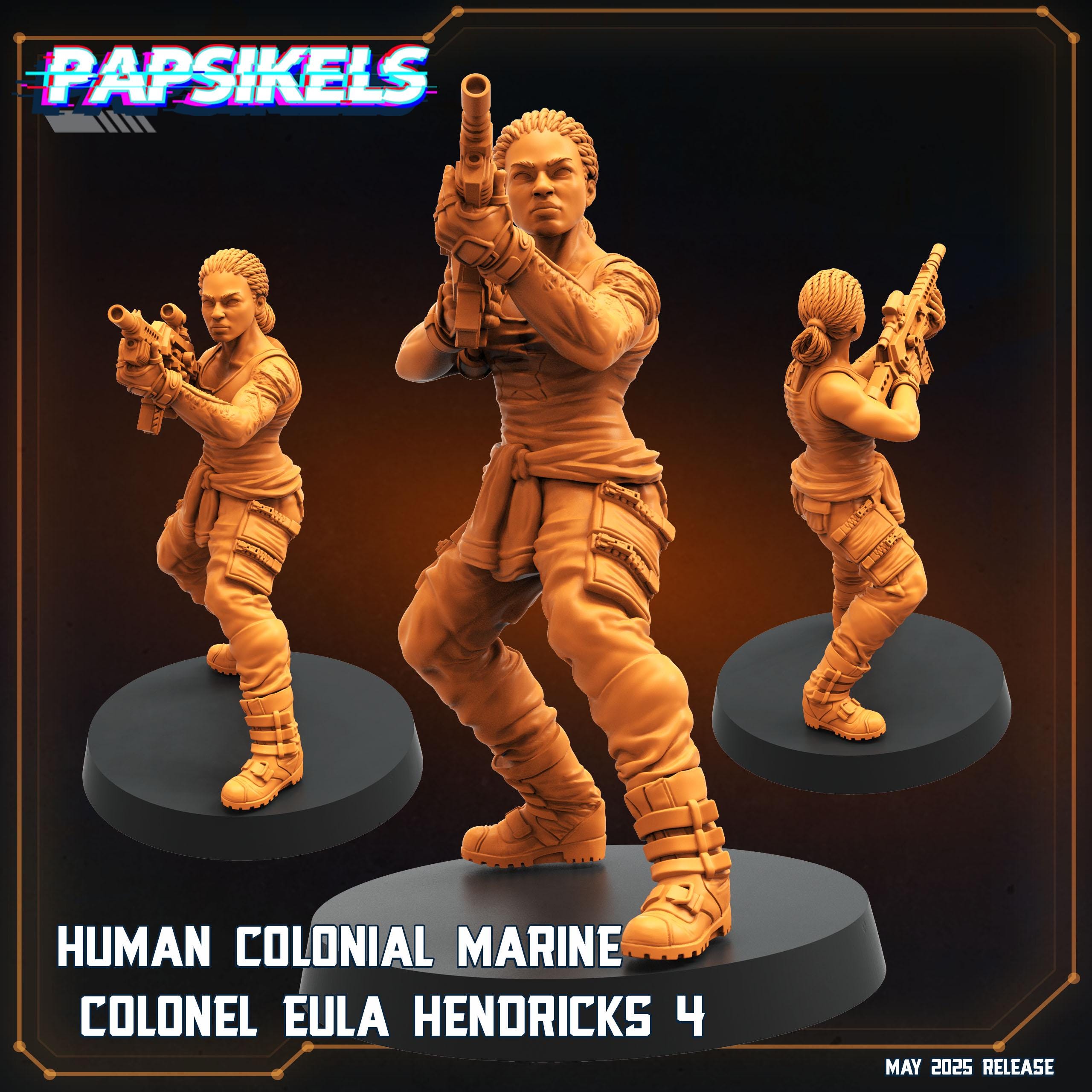 Aliens Vs Humans - Reconnaissance I Human Colonial Marine Colonel Eula Hendricks - Papsikels, 32mm Mini for TTRPG Gaming, Alien RPG