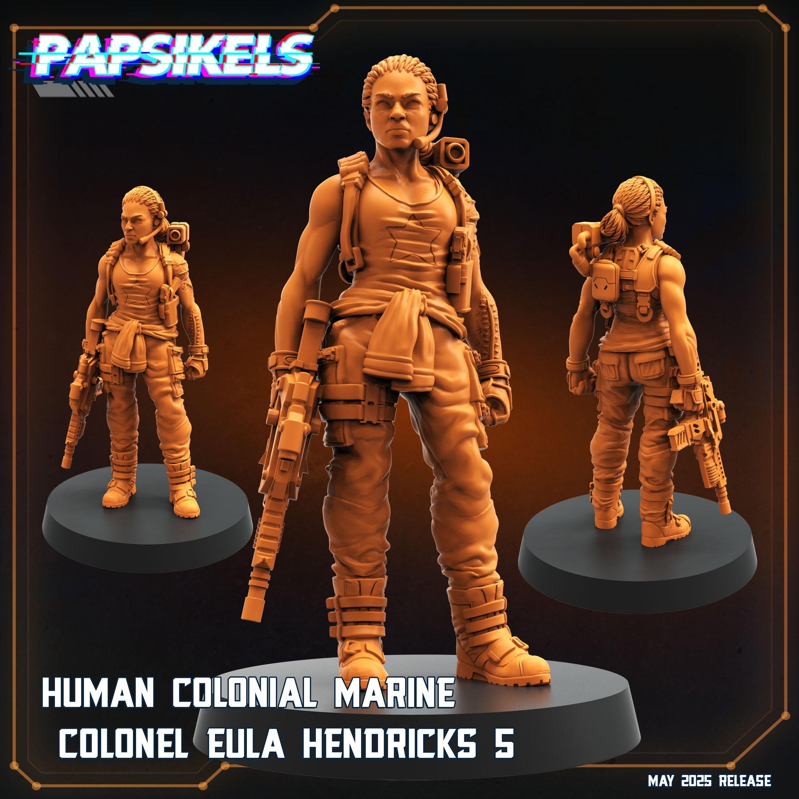 Aliens Vs Humans - Reconnaissance I Human Colonial Marine Colonel Eula Hendricks - Papsikels, 32mm Mini for TTRPG Gaming, Alien RPG