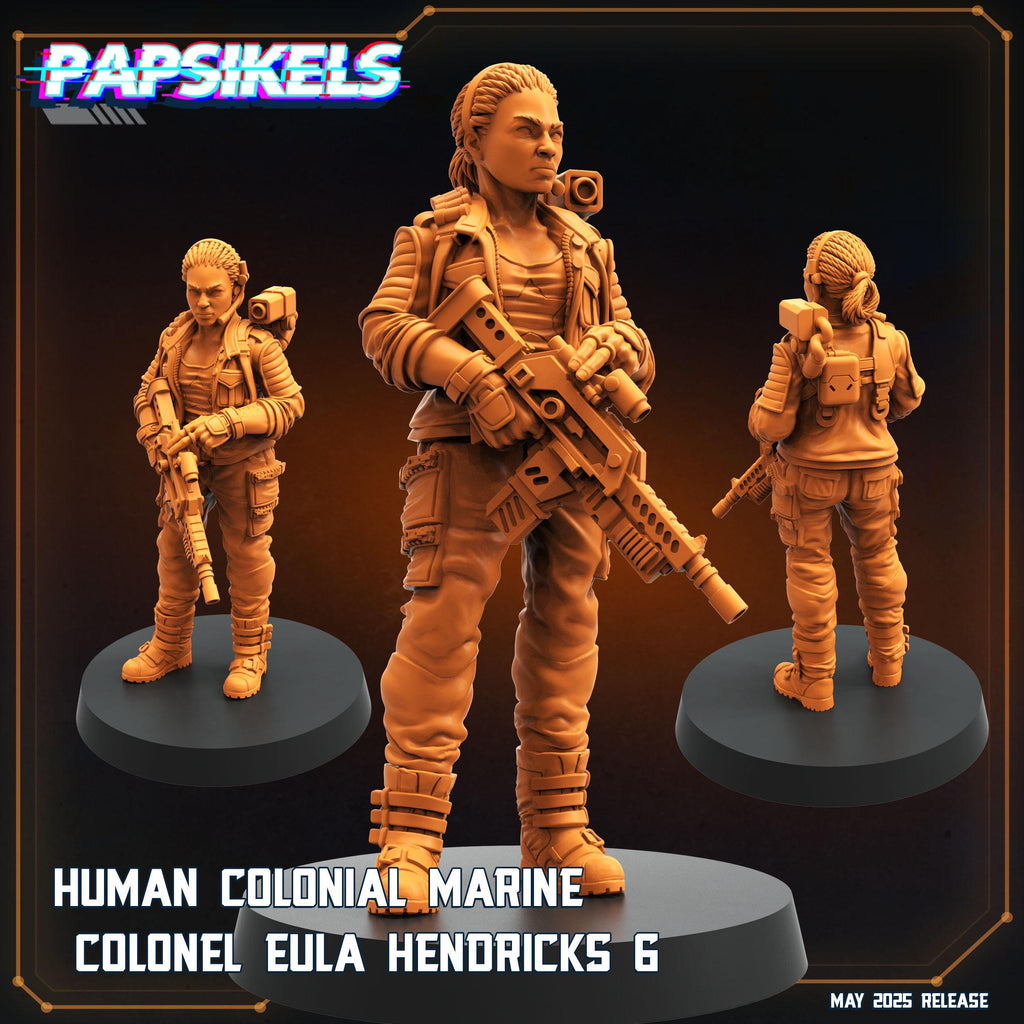 Aliens Vs Humans - Reconnaissance I Human Colonial Marine Colonel Eula Hendricks - Papsikels, 32mm Mini for TTRPG Gaming, Alien RPG