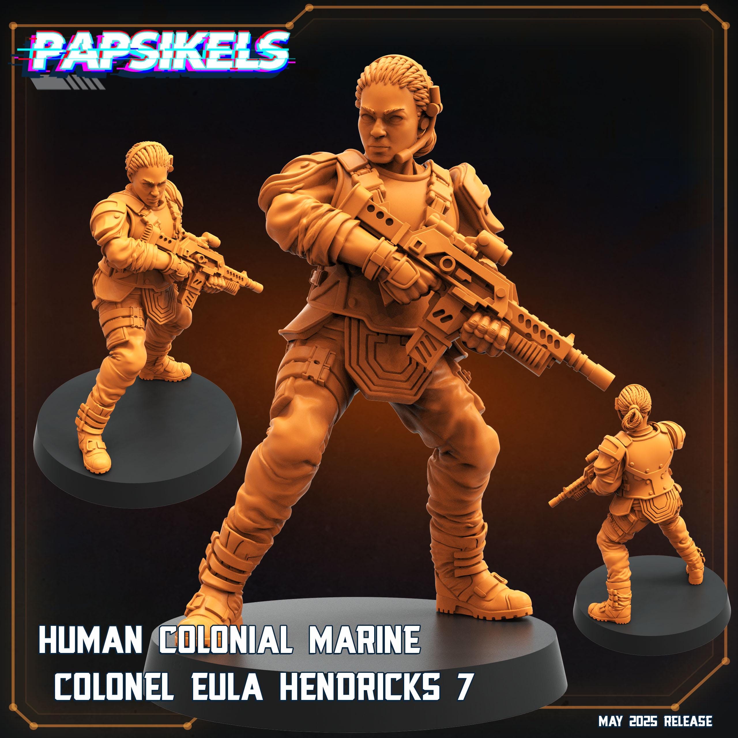 Aliens Vs Humans - Reconnaissance I Human Colonial Marine Colonel Eula Hendricks - Papsikels, 32mm Mini for TTRPG Gaming, Alien RPG
