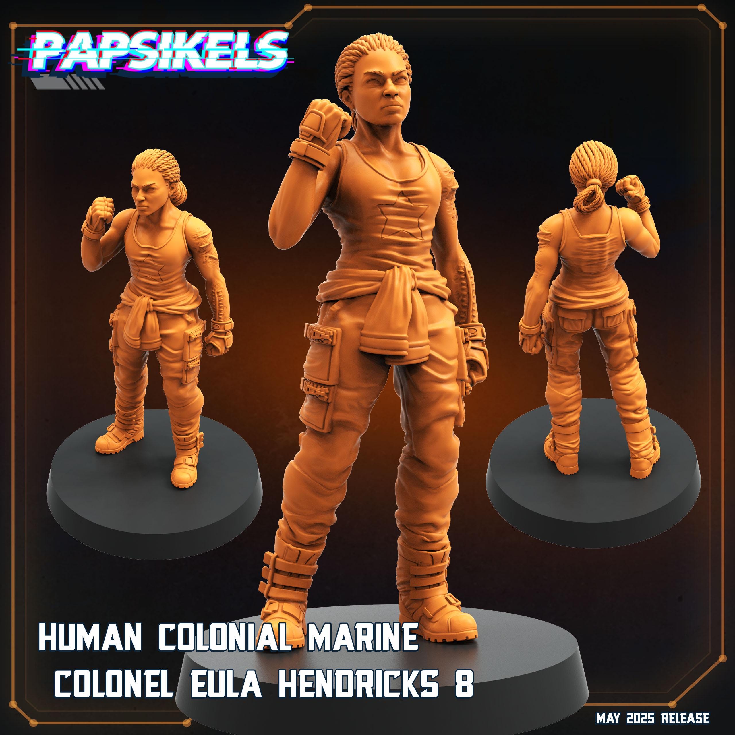 Aliens Vs Humans - Reconnaissance I Human Colonial Marine Colonel Eula Hendricks - Papsikels, 32mm Mini for TTRPG Gaming, Alien RPG