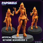 Artificial Intelligence Network Newsreaders | Miniature for RPG, 32mm Scale, Papsikels Anime-Inspired Model