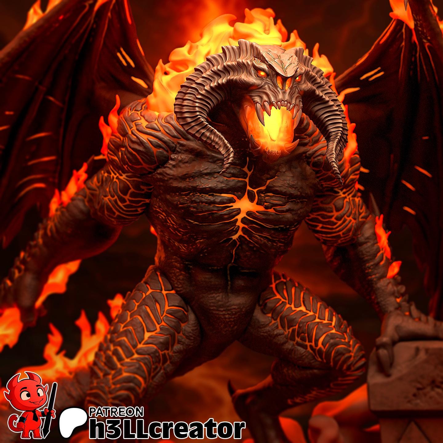 Balrog from The Lord of the Rings (fan art) | Full Model or Bust | Miniature scale 1:12 | h3LL Creator | DIY Model Kit