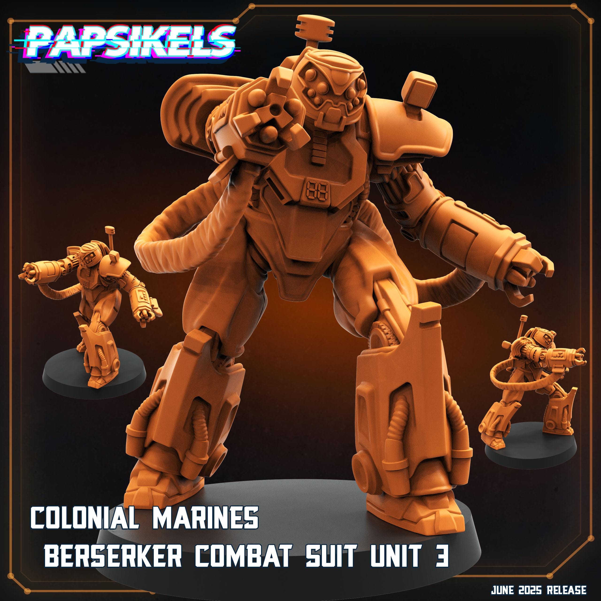 Colonial Marines Berserker Combat Suit Units Miniatures: Alien RPG, Sci-Fi (28/32mm Scale, Papsikels)