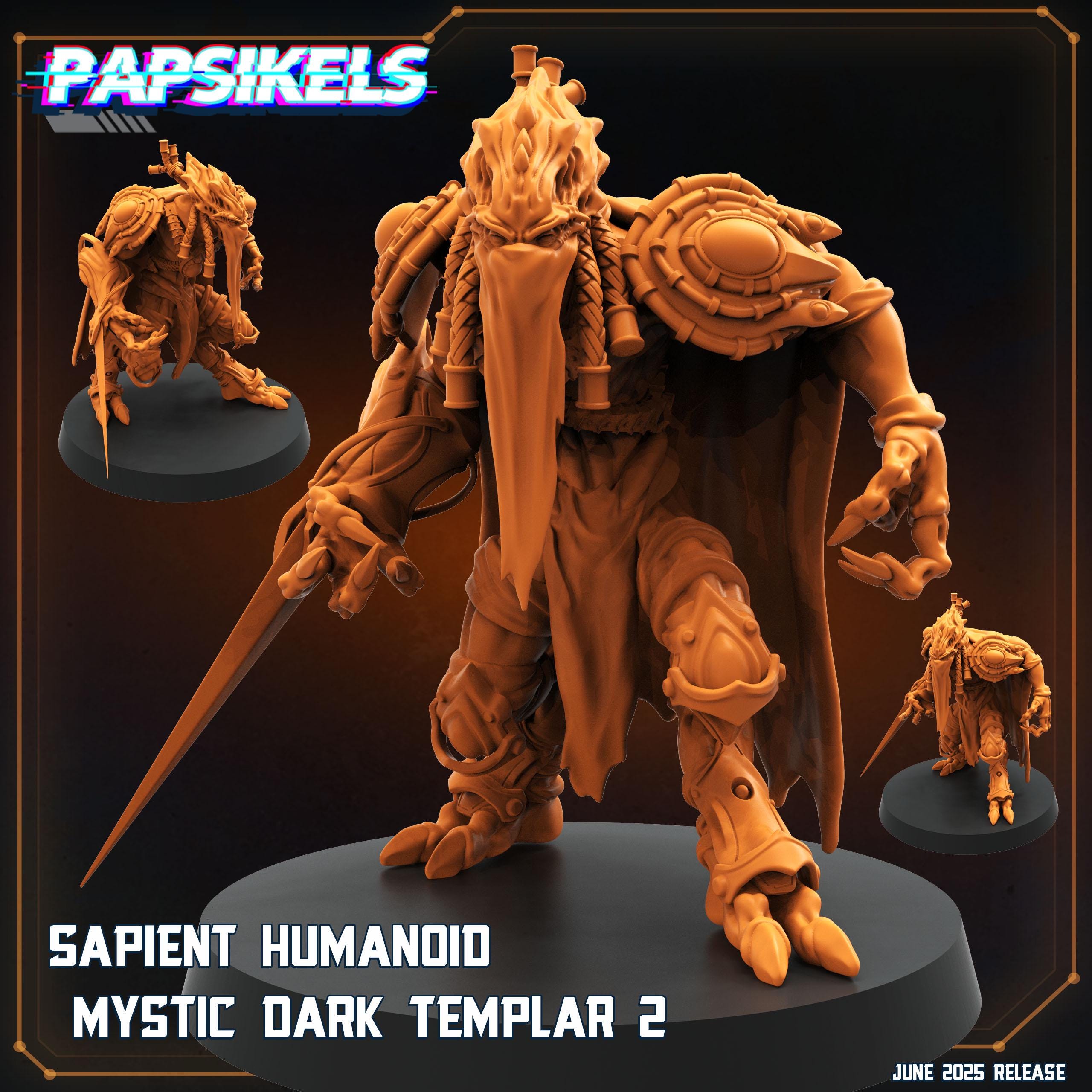Sapient Humanoid Mystic Dark Templar Miniature: Sci-Fi Alien Assassin - Papsikels 28/32mm TTRPG
