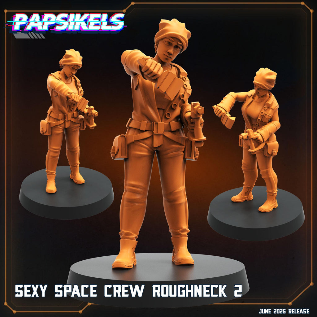 Aliens Vs Humans - Dark Space I Sexy Space Crew Roughnecks - Papsikels, 28mm / 32mm Mini for TTRPG Gaming, Alien RPG