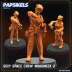 Aliens Vs Humans - Dark Space I Sexy Space Crew Roughnecks - Papsikels, 28mm / 32mm Mini for TTRPG Gaming, Alien RPG