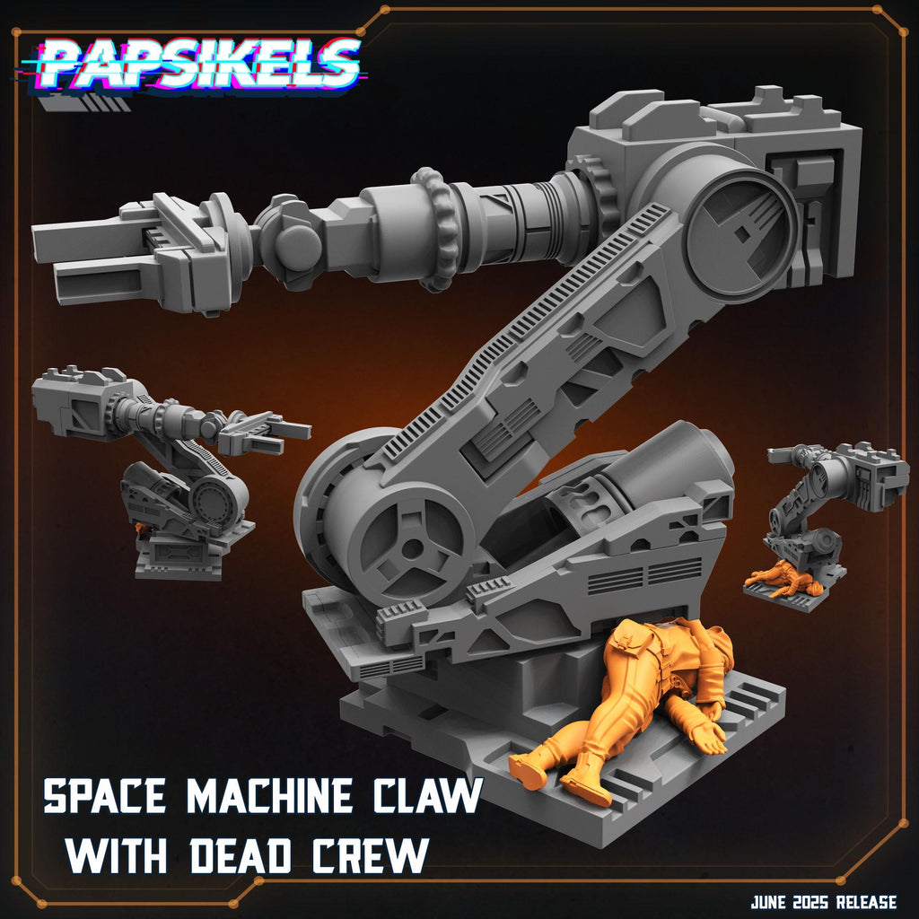 Aliens Vs Humans - Dark Space I Space Machine Claw with Dead Crew - Papsikels, 28mm / 32mm Mini for TTRPG Gaming, Alien RPG