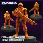 Cyberpunk Cobra Army Miniature: Saw Viper Heavy Machinegunner - 28mm/32mm RPG, TTRPG, Wargaming